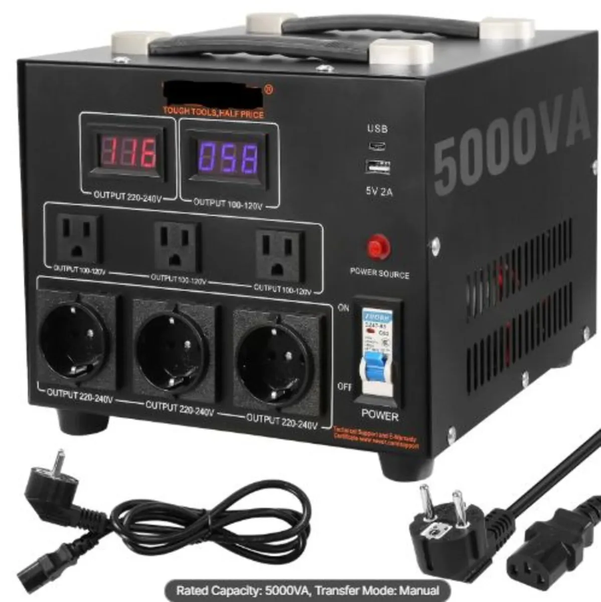 Voltage Converter Transformer, 5000VA, Heavy Duty - Image 1