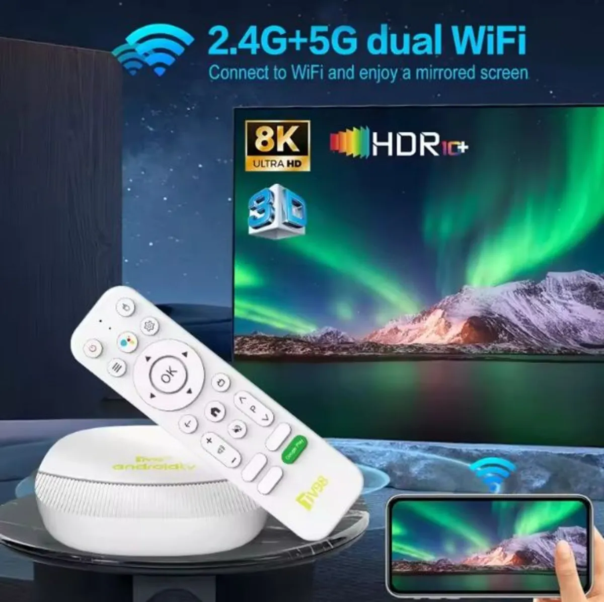 Brand New Android TV Box with Google Voice Remote - Image 1