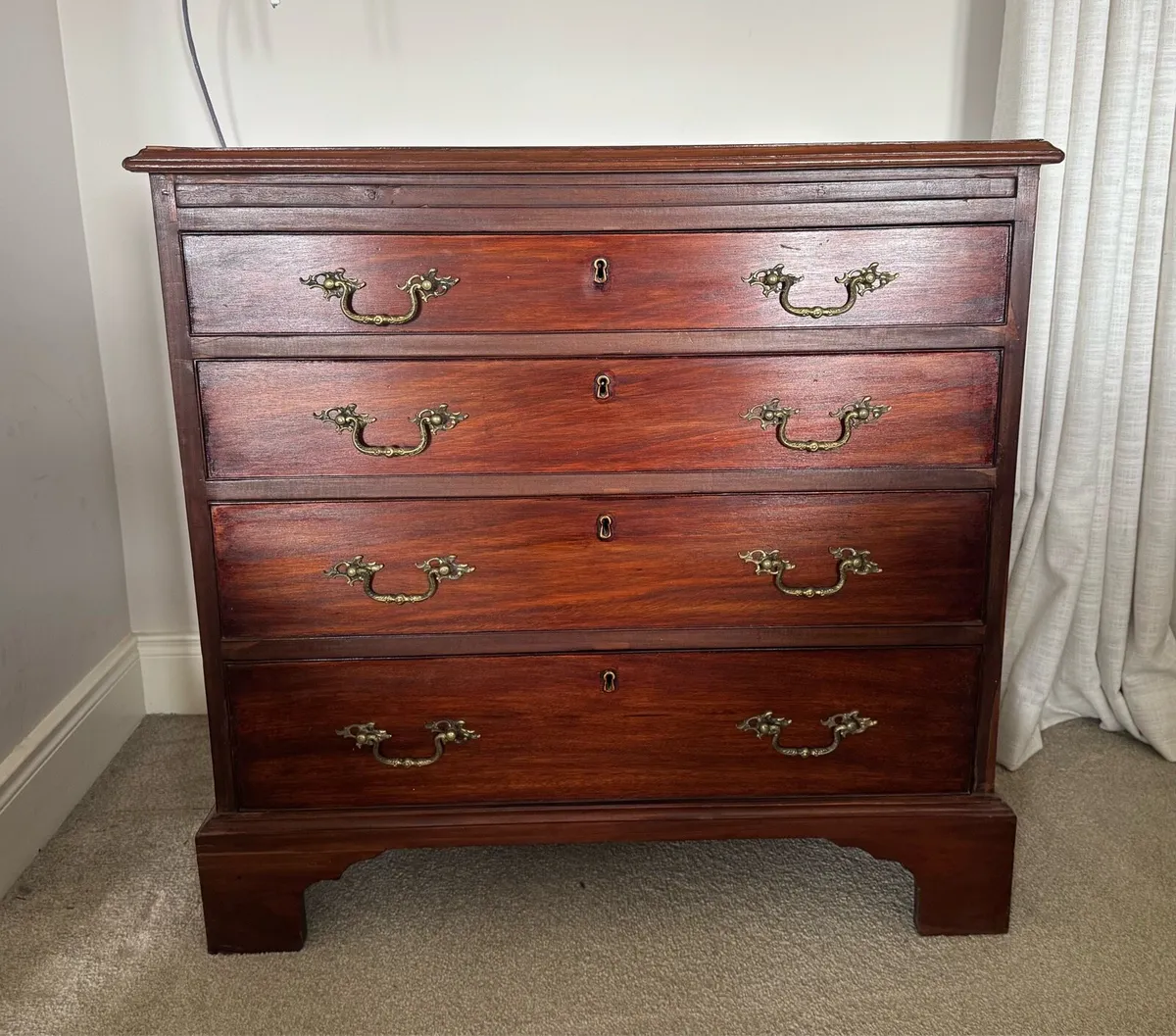 Mahogany 4-Drawer Chest of Drawers – Brass Handles - Image 2