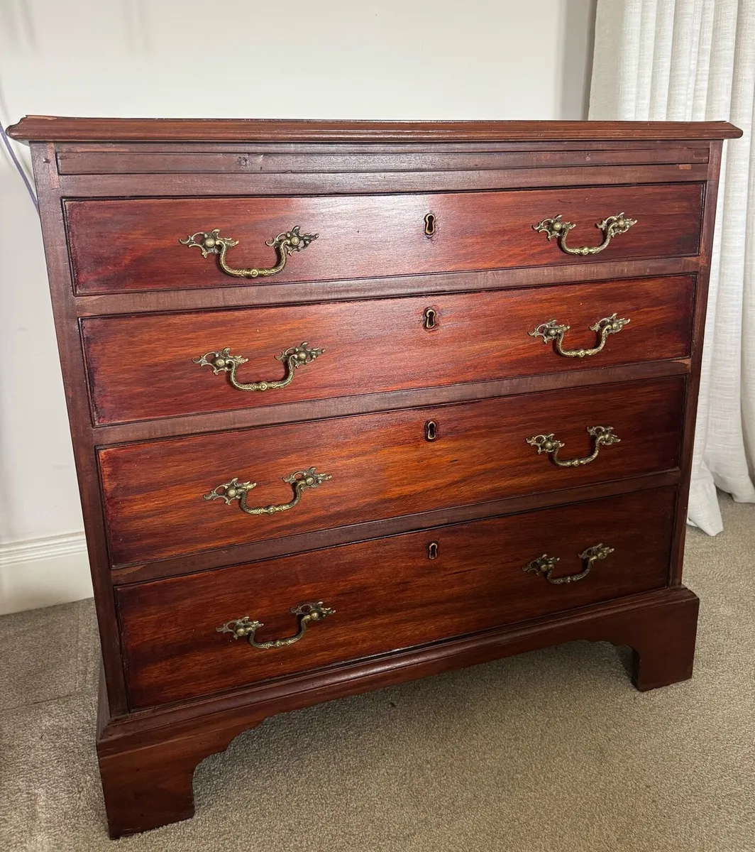 Mahogany 4-Drawer Chest of Drawers – Brass Handles - Image 1