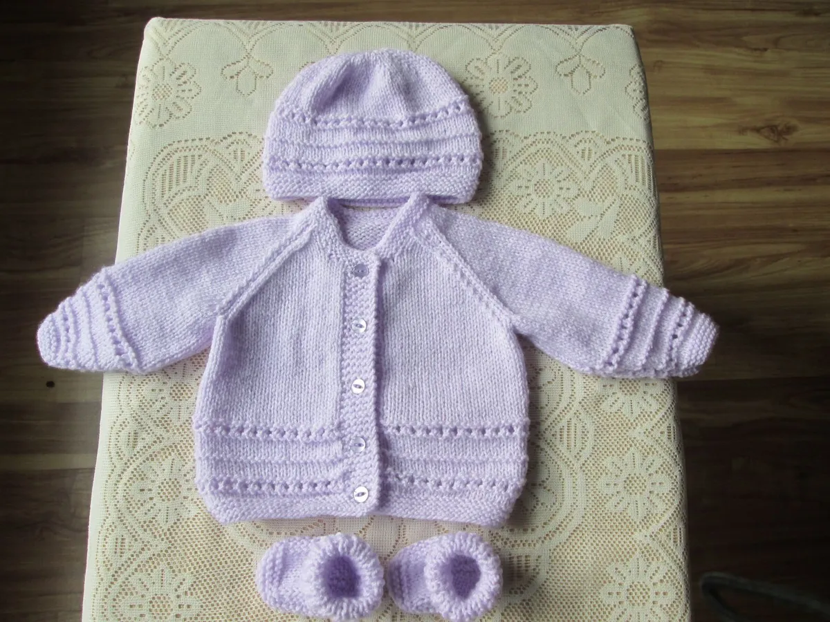 Hand knitted Baby Cardigans hats & booties. - Image 1