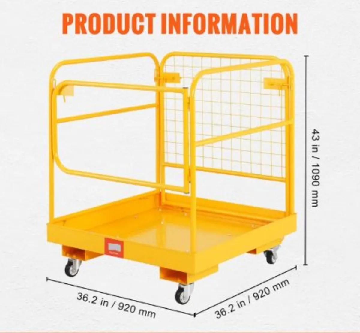 Forklift Safety Cage, 544.3 kg Load Capacity,91.4 - Image 3