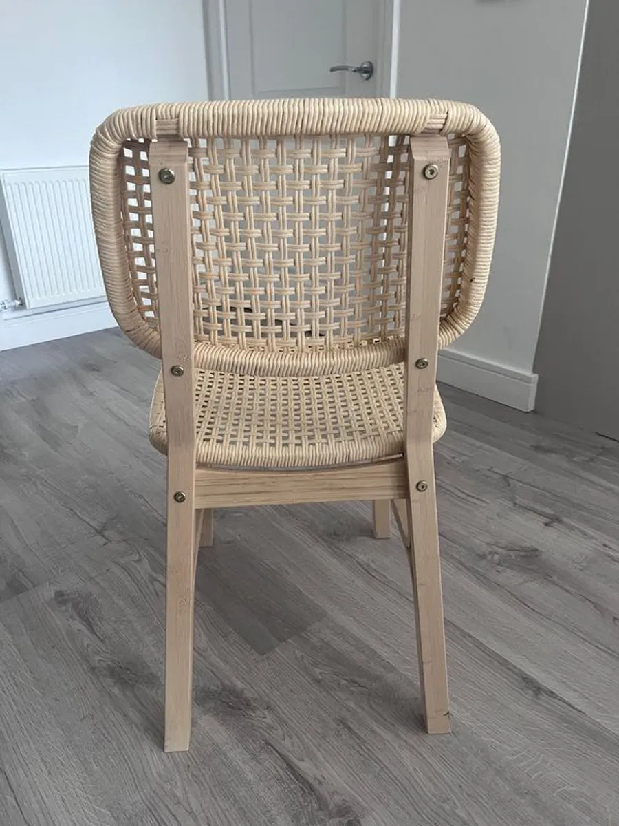 Four Voxlov IKEA light bamboo dining chairs - Image 2