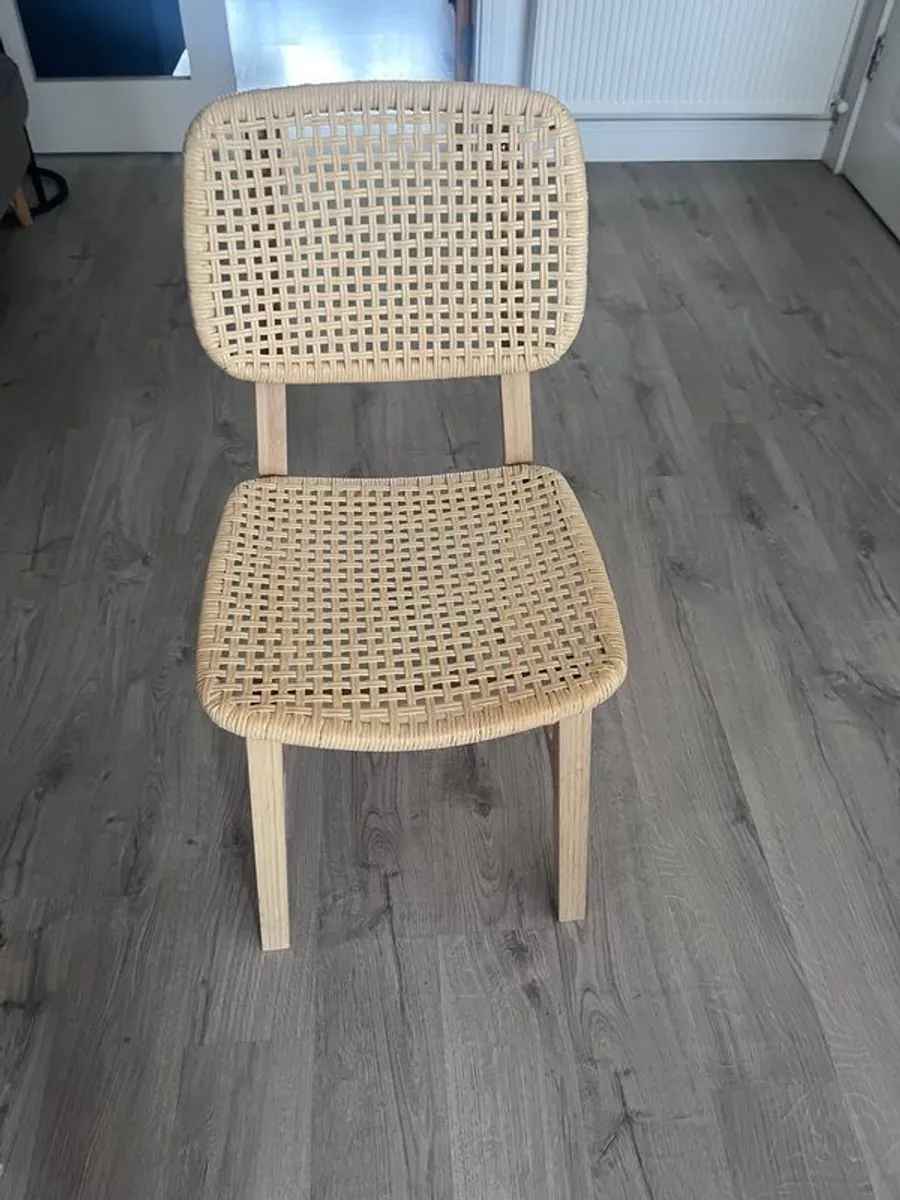 Four Voxlov IKEA light bamboo dining chairs - Image 4