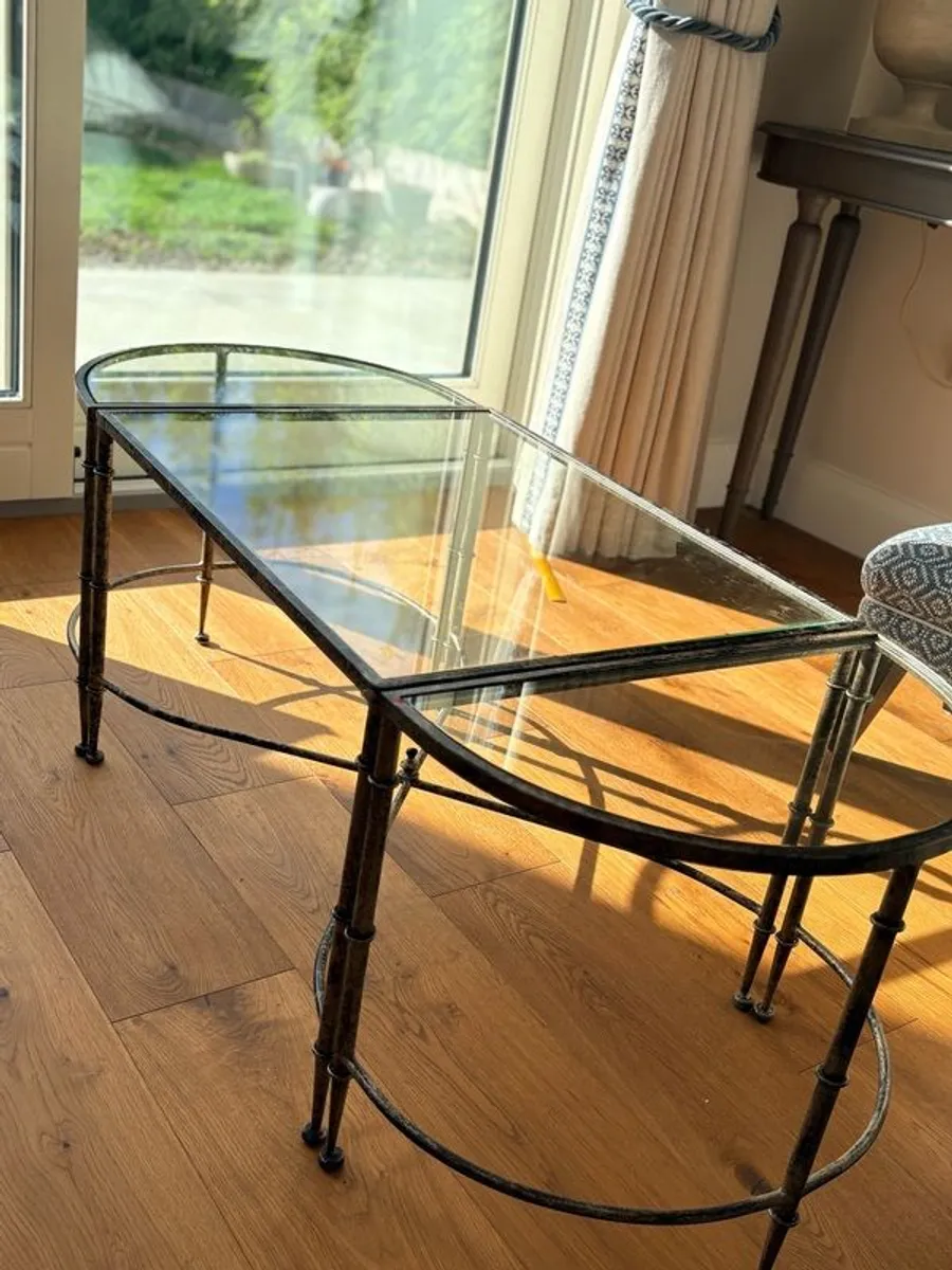 BoConcept 3 Piece Glass Coffee Table Modular  Demilune Design - Image 1