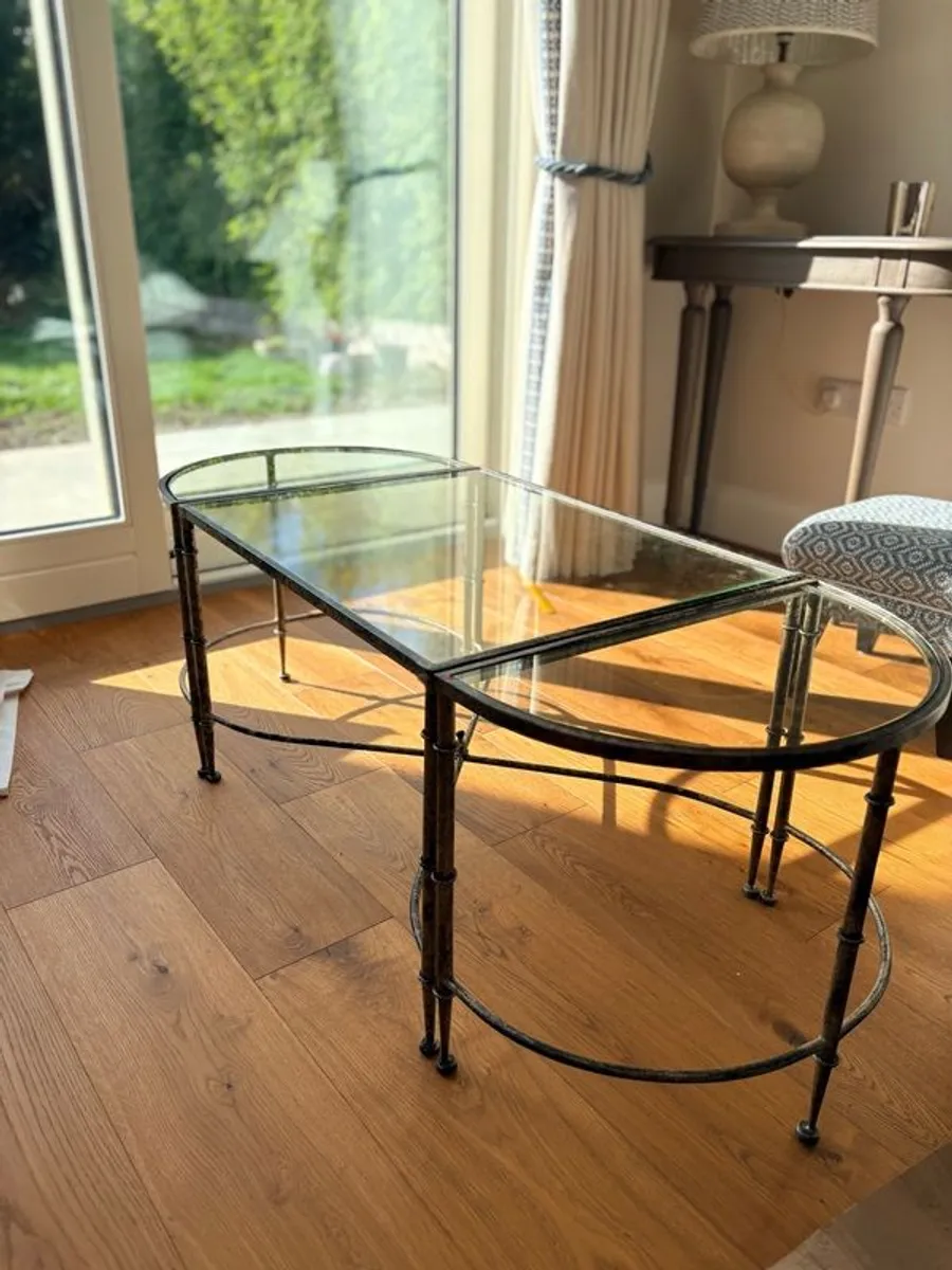 BoConcept 3 Piece Glass Coffee Table Modular  Demilune Design - Image 3