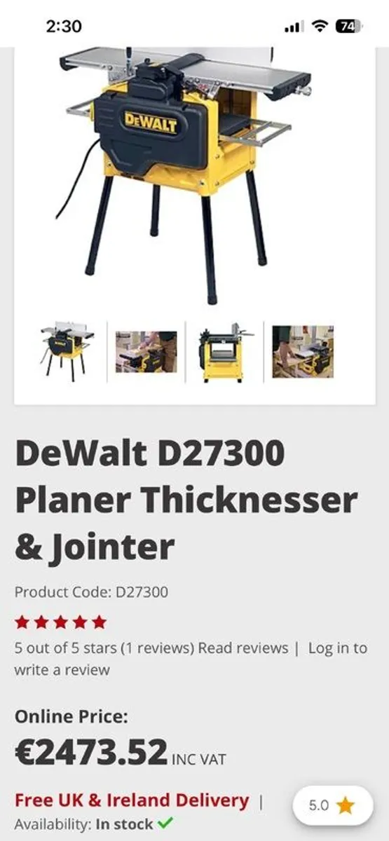 DEWALT D27300 Professional Planer Thicknesser (230V - Image 1