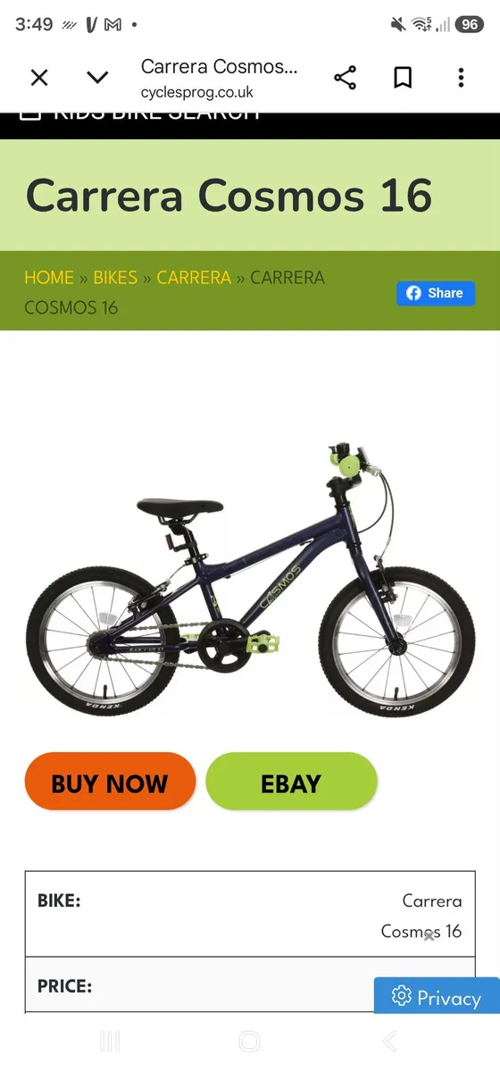 Kids cosmos 16 bike - Image 1