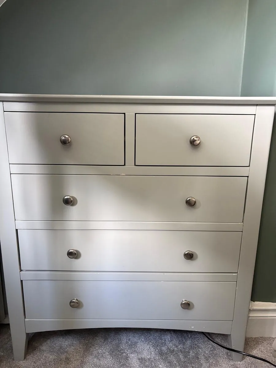 Grey Matching Wardrobe & Chest of Drawers - Image 1