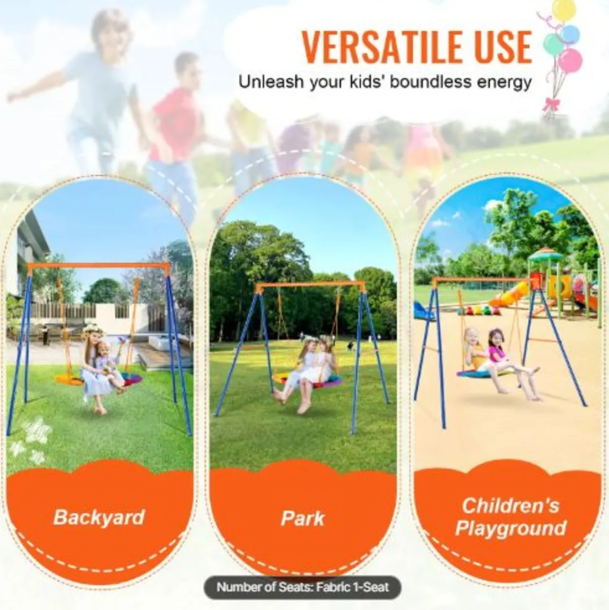 Swing Sets for Backyard,440lbs Load Capacity Swing - Image 4