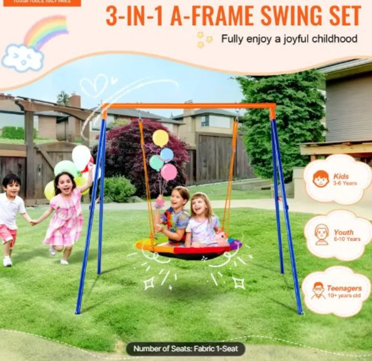 Swing Sets for Backyard,440lbs Load Capacity Swing - Image 2