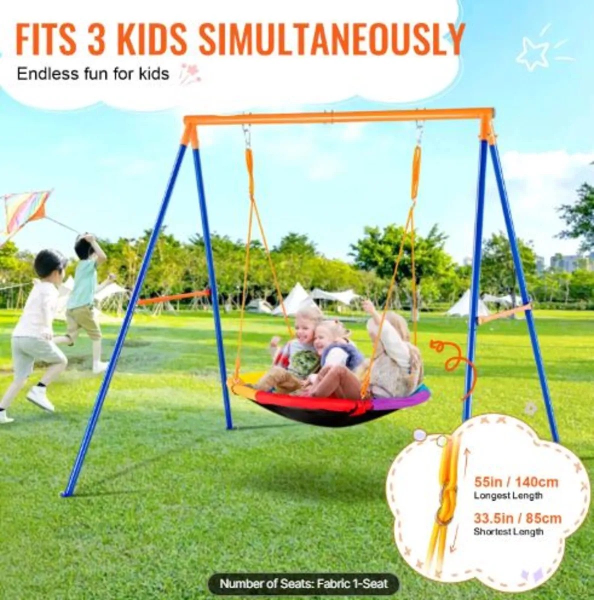 Swing Sets for Backyard,440lbs Load Capacity Swing - Image 3