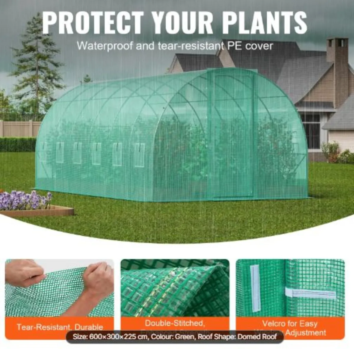 Walk-in Tunnel Greenhouse, 19.4x9.7x7.4 ft Hoop - Image 2