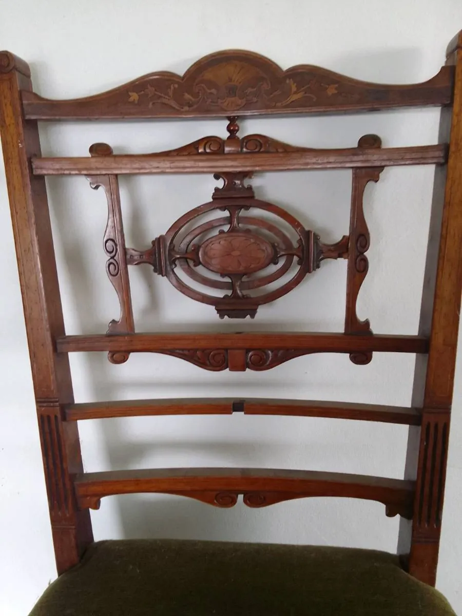 Antique victorian marquetry side chair - Image 4