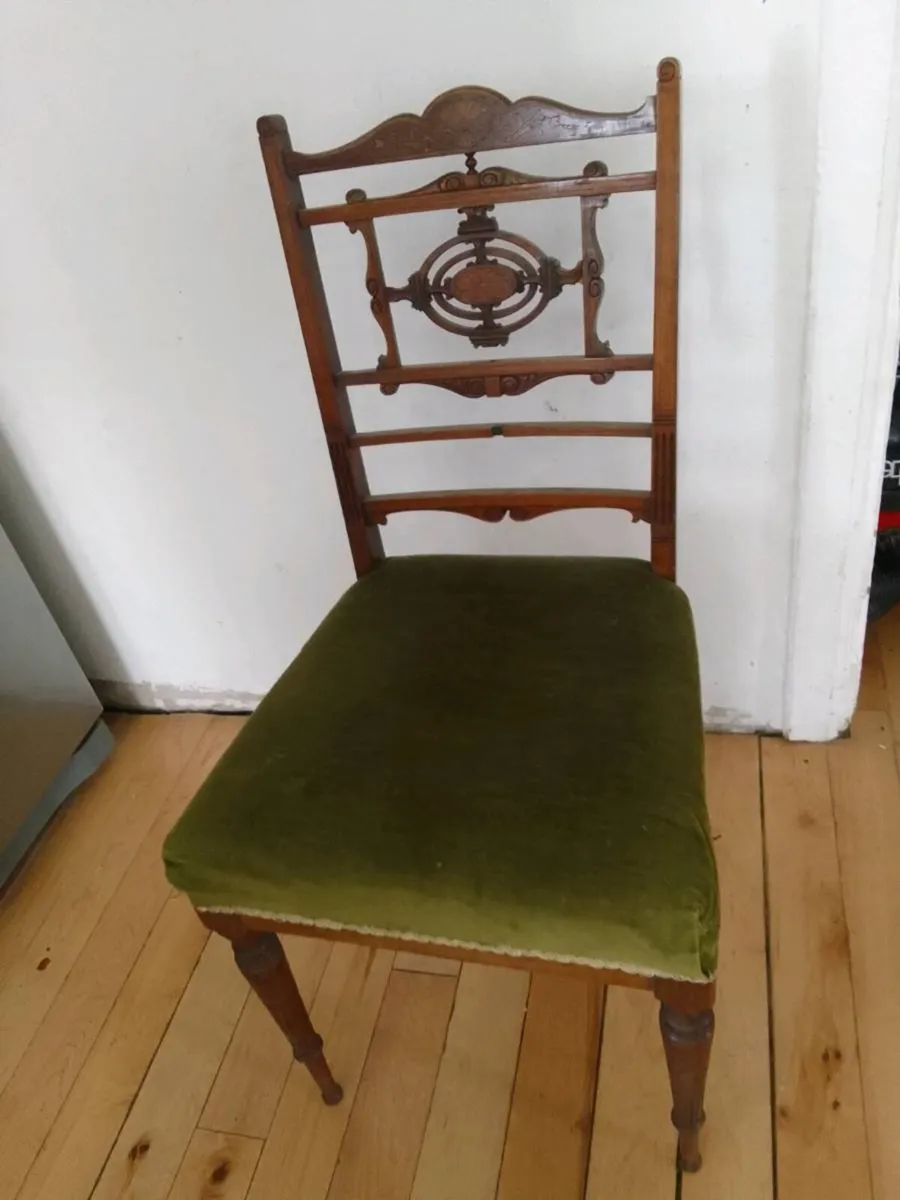 Antique victorian marquetry side chair - Image 1