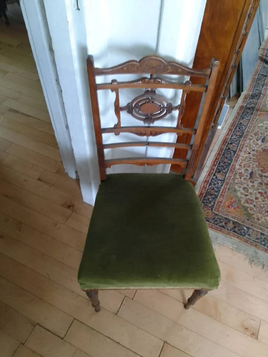 Antique victorian marquetry side chair - Image 2