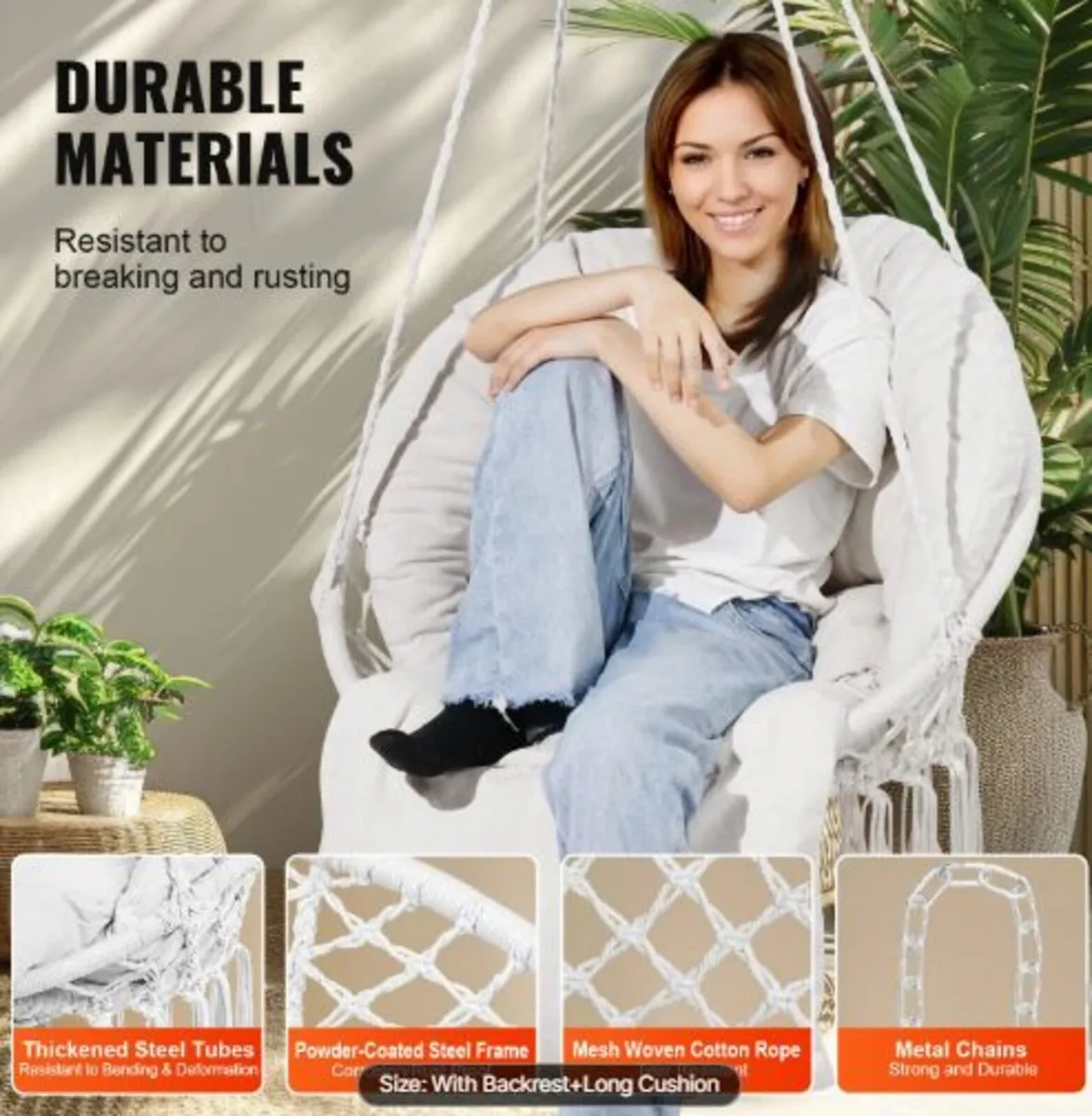 Hanging Hammock Swing Chair, 330 Lbs Capacity, - Image 3