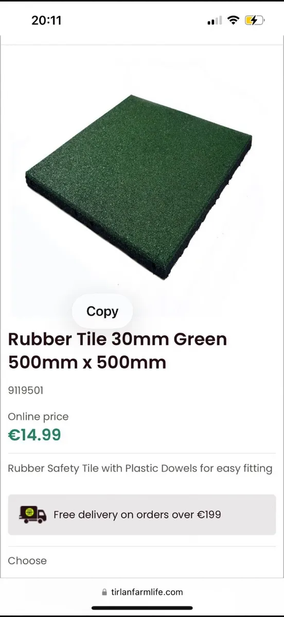 Rubber Tile 30mm Green 500mm x 500mm - Image 1