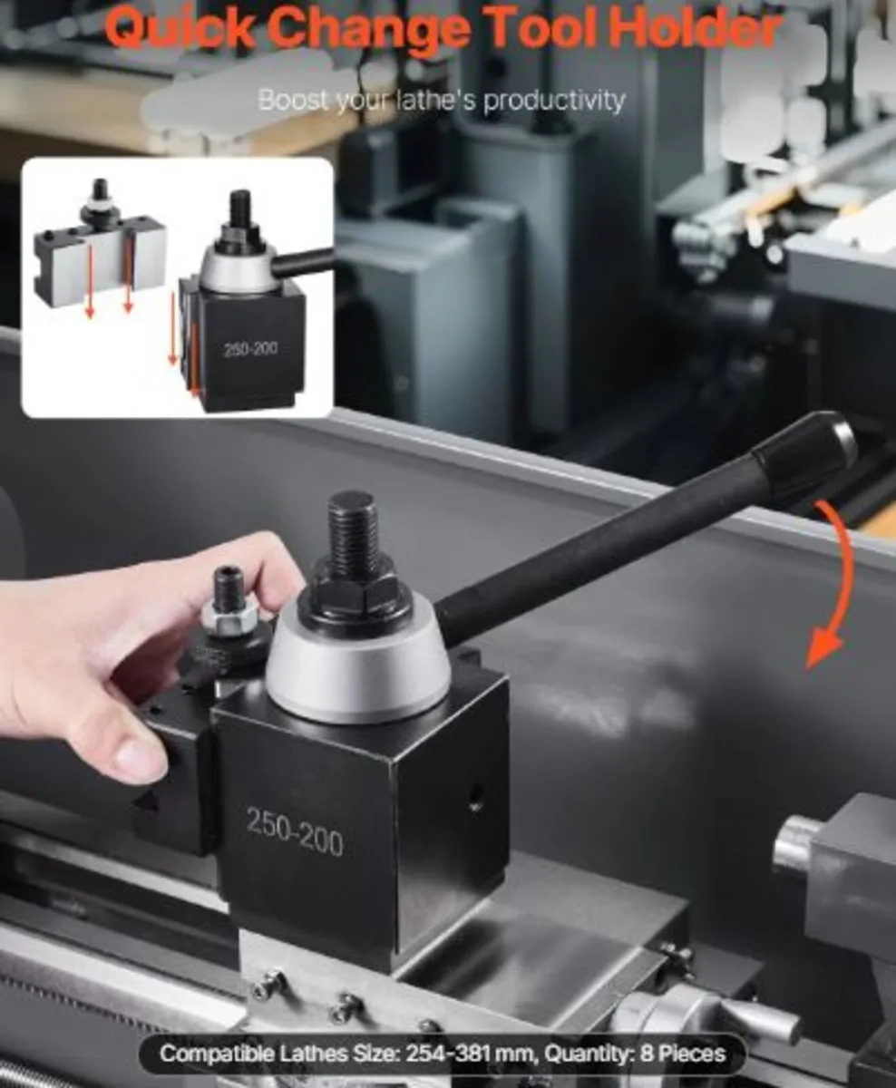 Quick Change Tool Post Set, 8 Pcs, Includes Lathe - Image 2