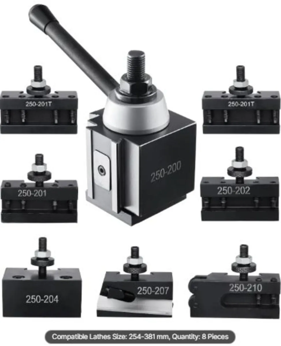 Quick Change Tool Post Set, 8 Pcs, Includes Lathe - Image 1