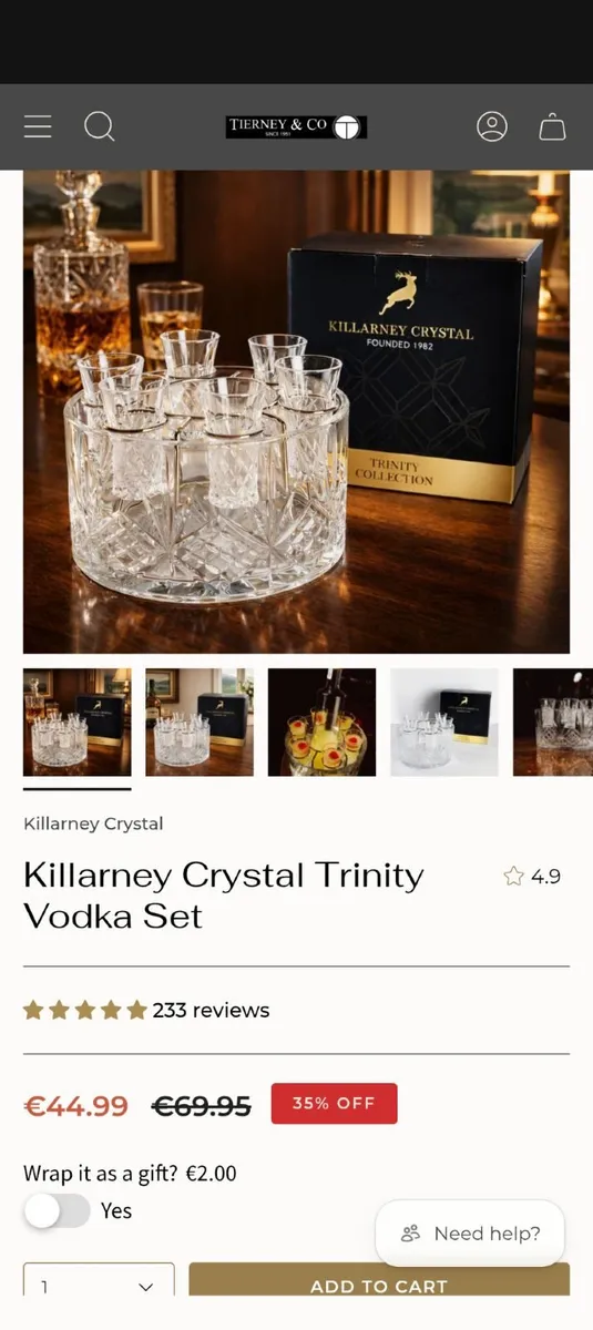 Killarney Crystal  Trinity Vodka Set - Image 2