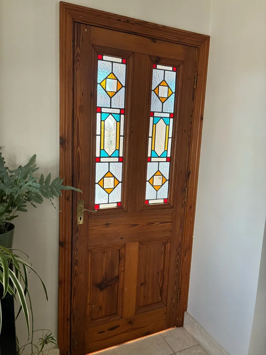 Internal stained glass pitch pine door - Image 1