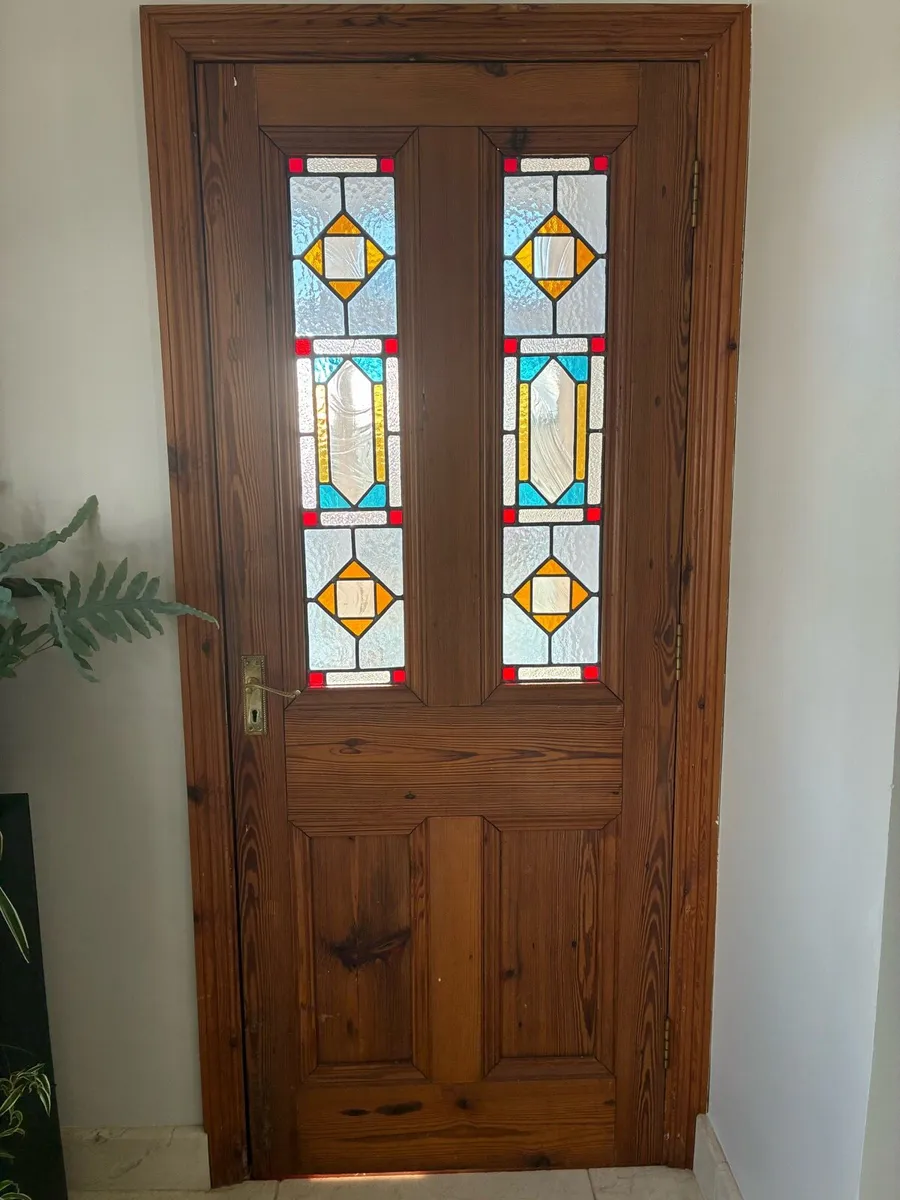 Internal stained glass pitch pine door - Image 2