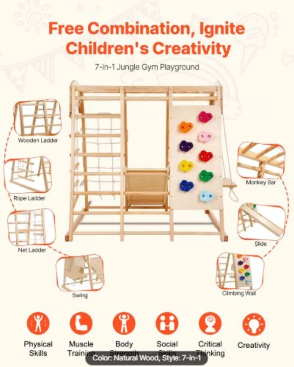 Indoor Jungle Gym,7-in-1 Toddler Indoor Playgroun - Image 3