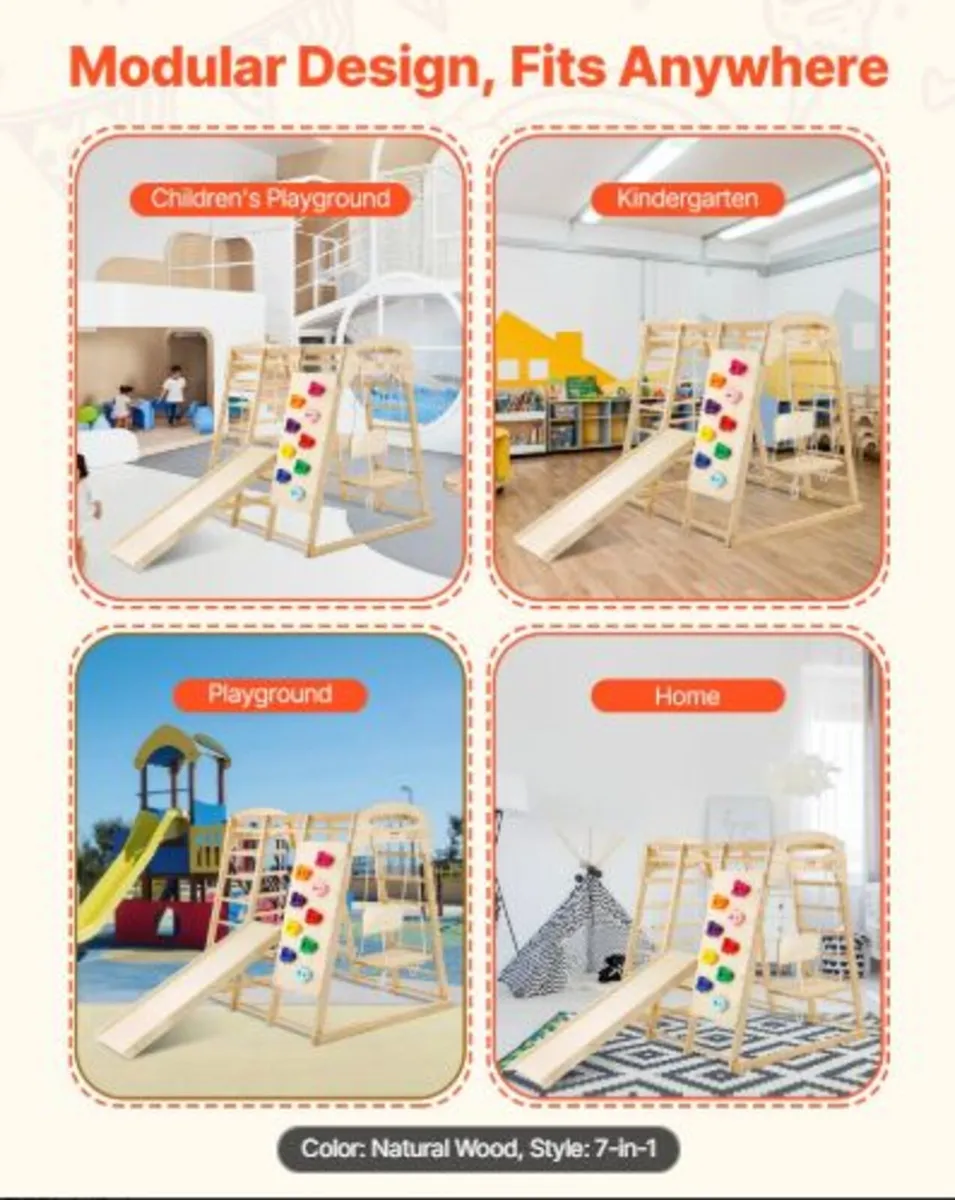 Indoor Jungle Gym,7-in-1 Toddler Indoor Playgroun - Image 4