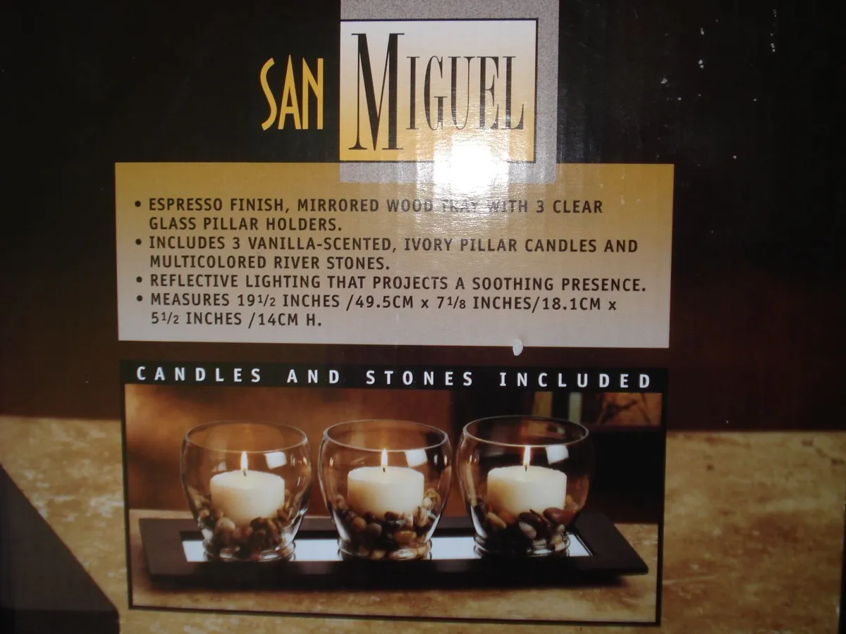 NEW CANDLE  HOLDERS WOODEN TRAY SET. - Image 4
