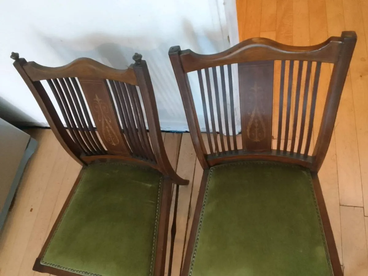 Edwardian marquetey nursing chair pair - Image 2