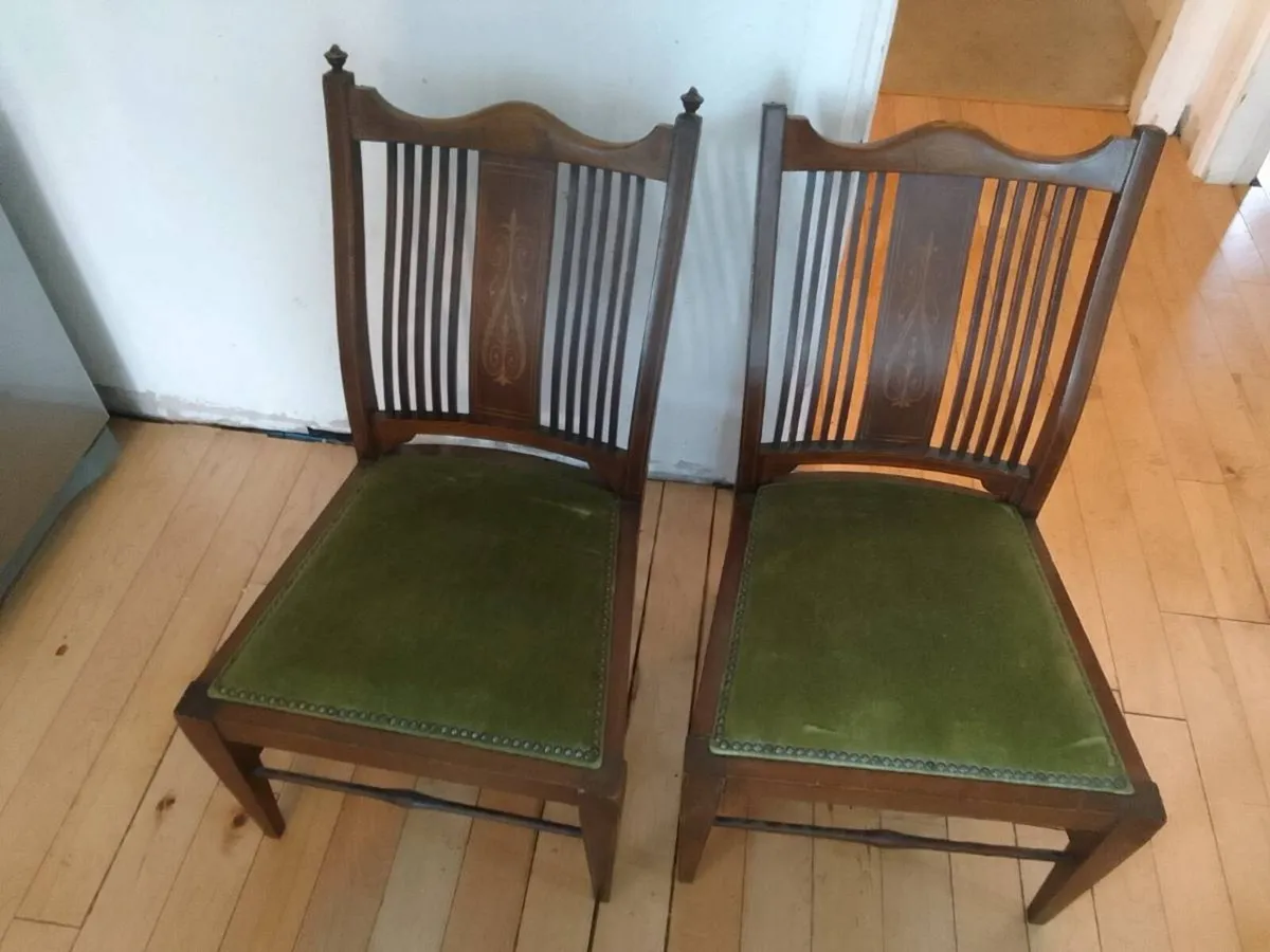 Edwardian marquetey nursing chair pair - Image 3