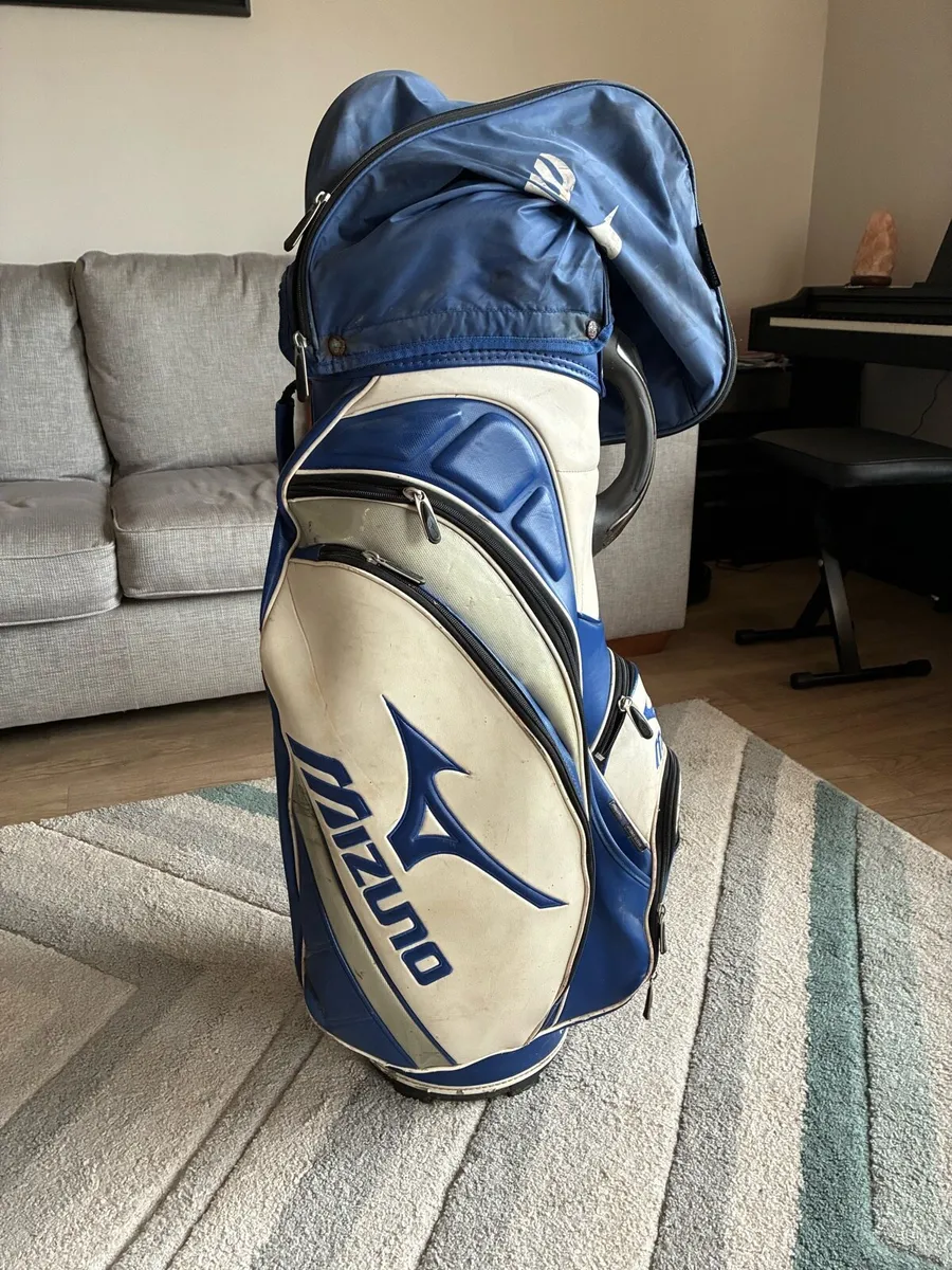 Mizuno Blue and White Golf Cart Bag with Rain Hood - Image 2