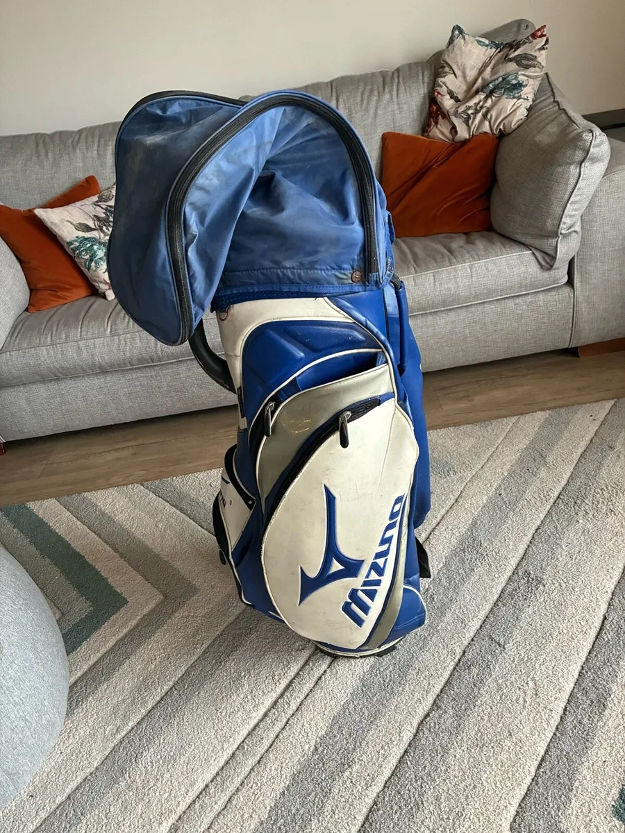 Mizuno Blue and White Golf Cart Bag with Rain Hood - Image 3