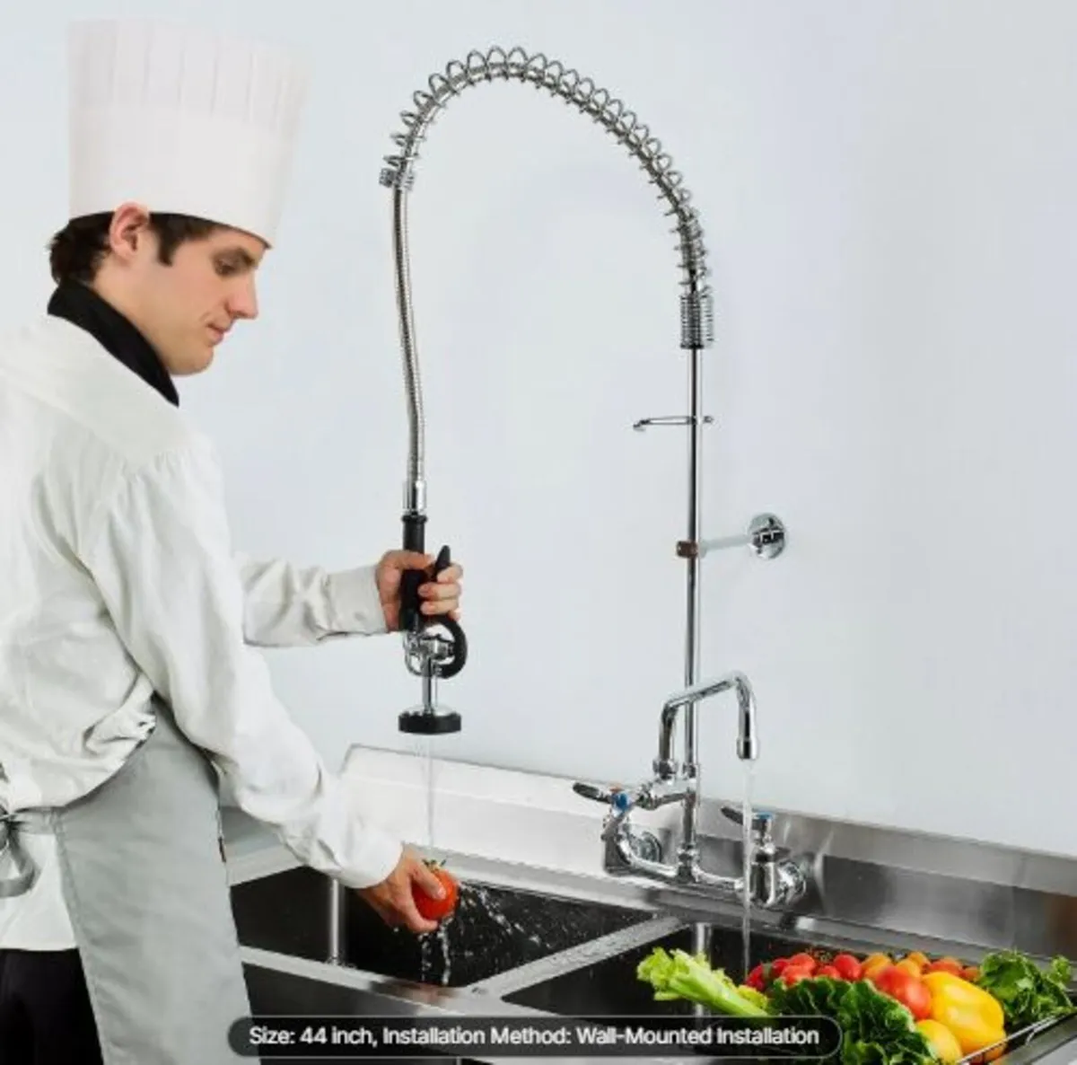 Commercial Faucet with Pre-Rinse Sprayer, 44" - Image 4