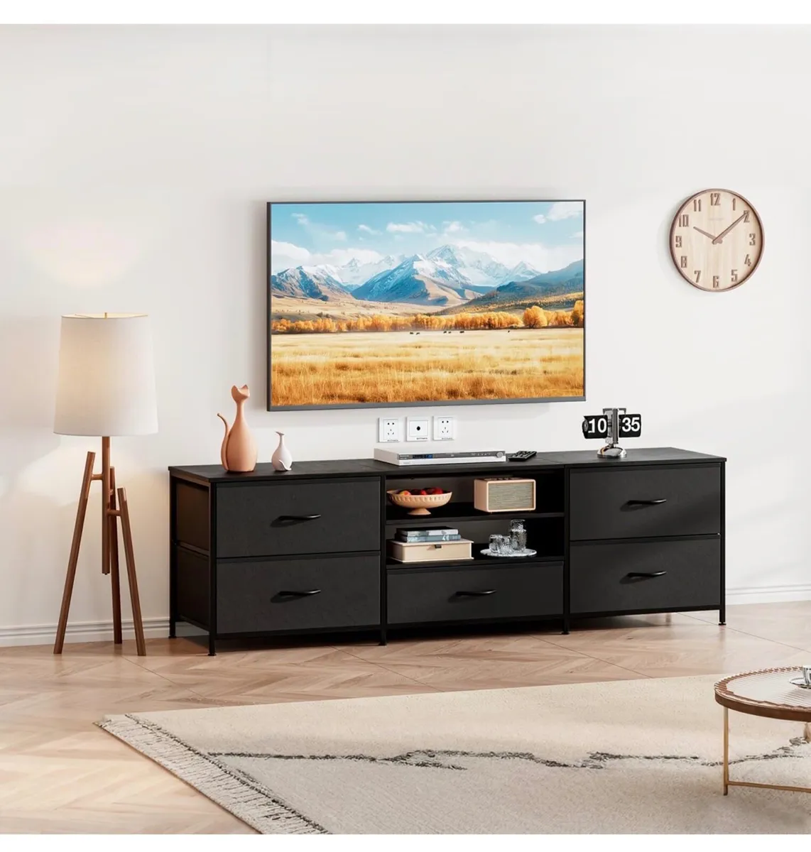 TV Stand Cabinet, TV Unit with 5 Drawers, 140 cm, - Image 3