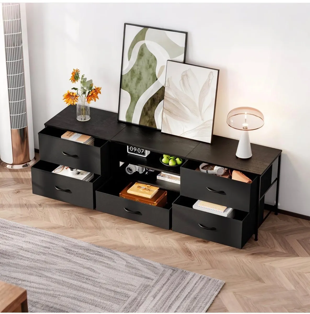 TV Stand Cabinet, TV Unit with 5 Drawers, 140 cm, - Image 2