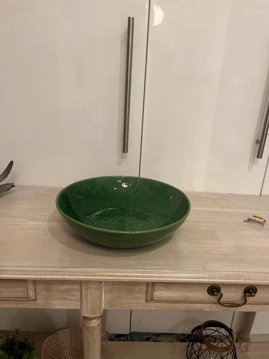large green ceramic round bowl - Image 2