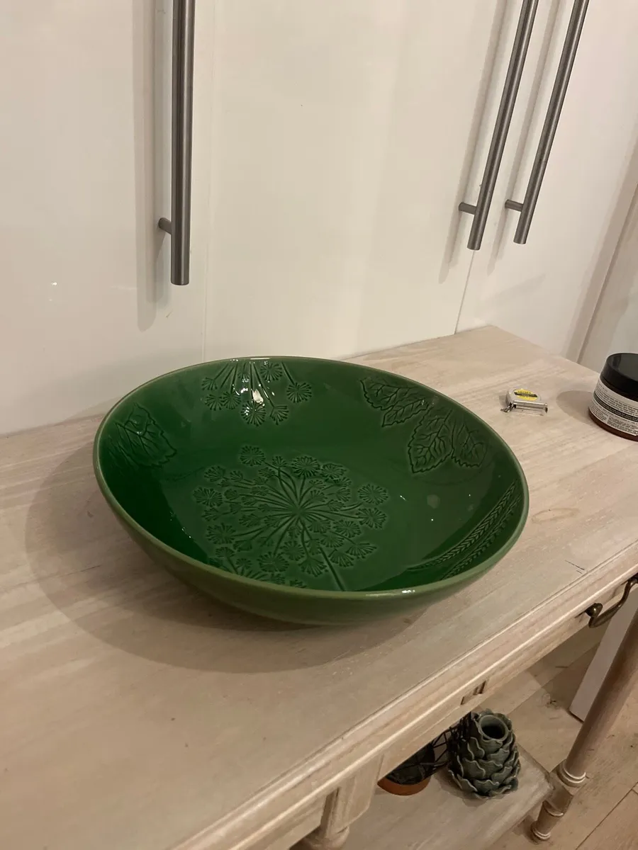 large green ceramic round bowl - Image 3