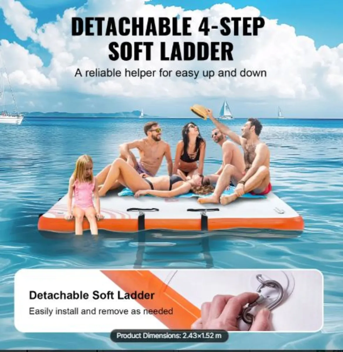 Inflatable Floating Dock, 8 x 5FT Inflatable Dock - Image 4