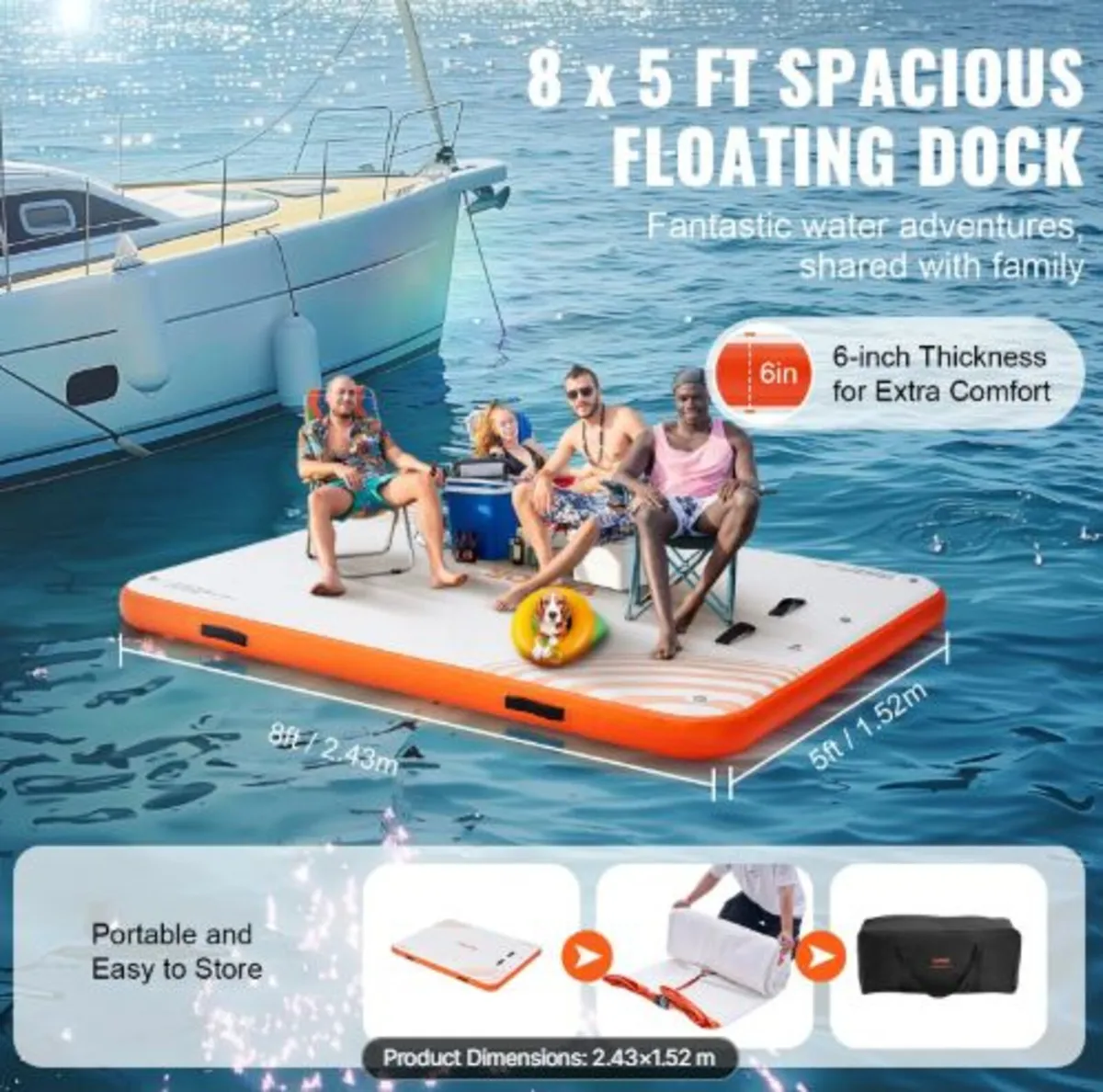 Inflatable Floating Dock, 8 x 5FT Inflatable Dock - Image 3