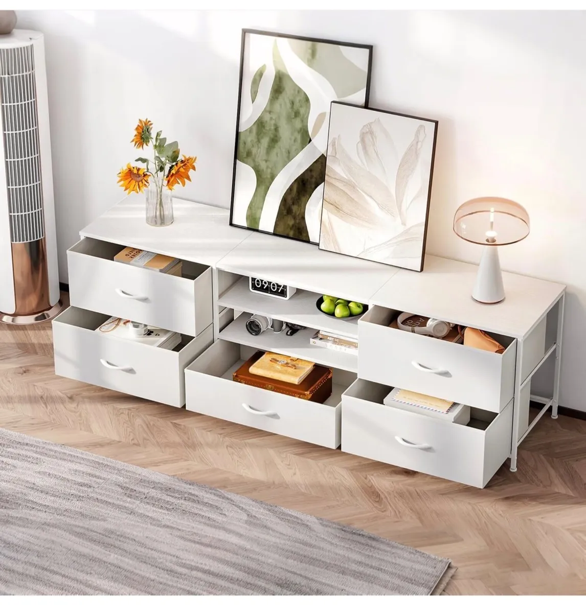 TV Stand Cabinet, TV Unit with 5 Drawers, 140 cm, - Image 2