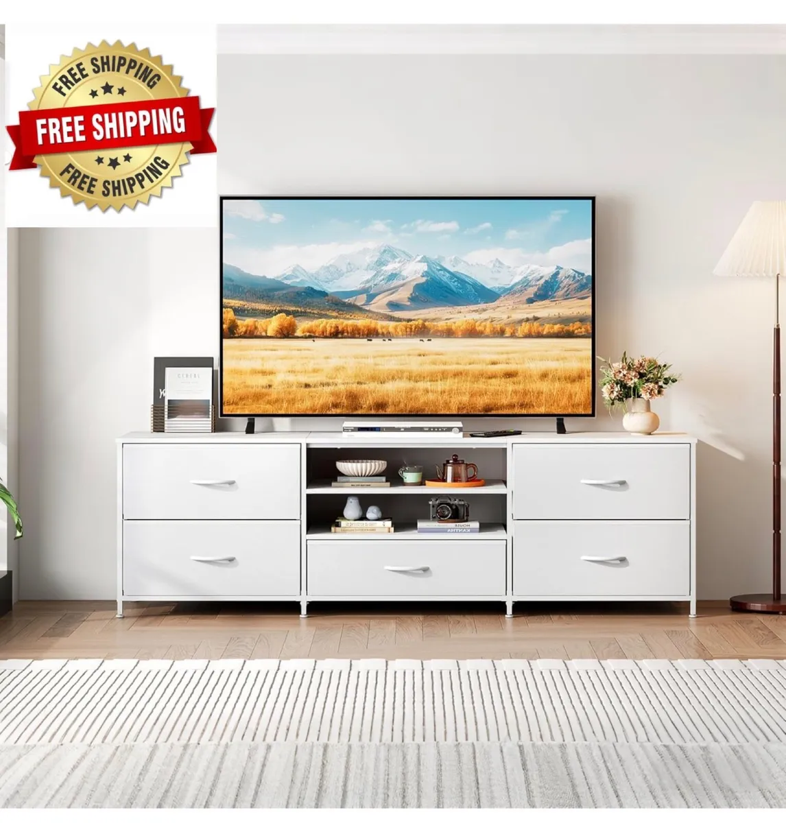 TV Stand Cabinet, TV Unit with 5 Drawers, 140 cm, - Image 1