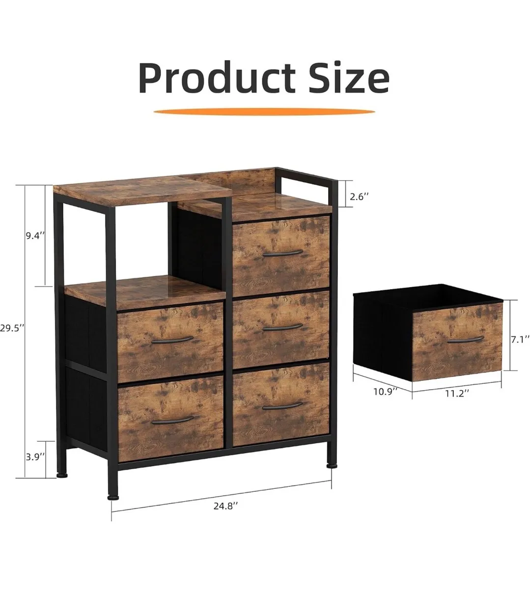 Chest of Drawers Bedroom with 5 Drawers, Tall Dres - Image 3