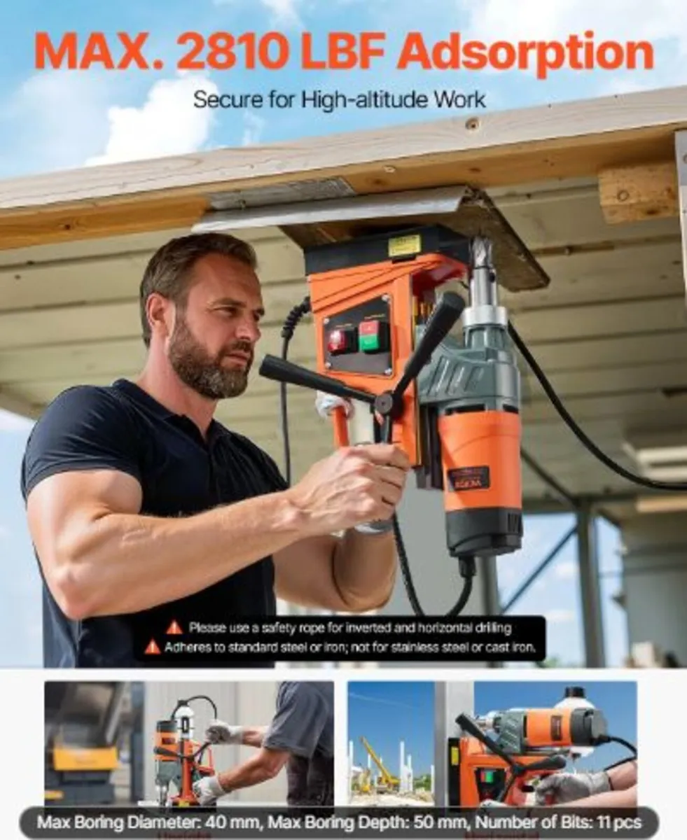 Magnetic Drill, 1450W Motor 1.6 in Boring Diameter - Image 3