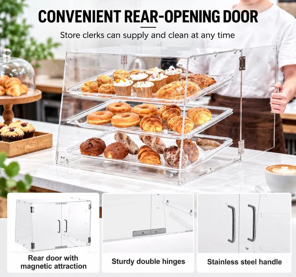 3 Tier Acrylic Pastry Display Case for Bakery Coun - Image 2