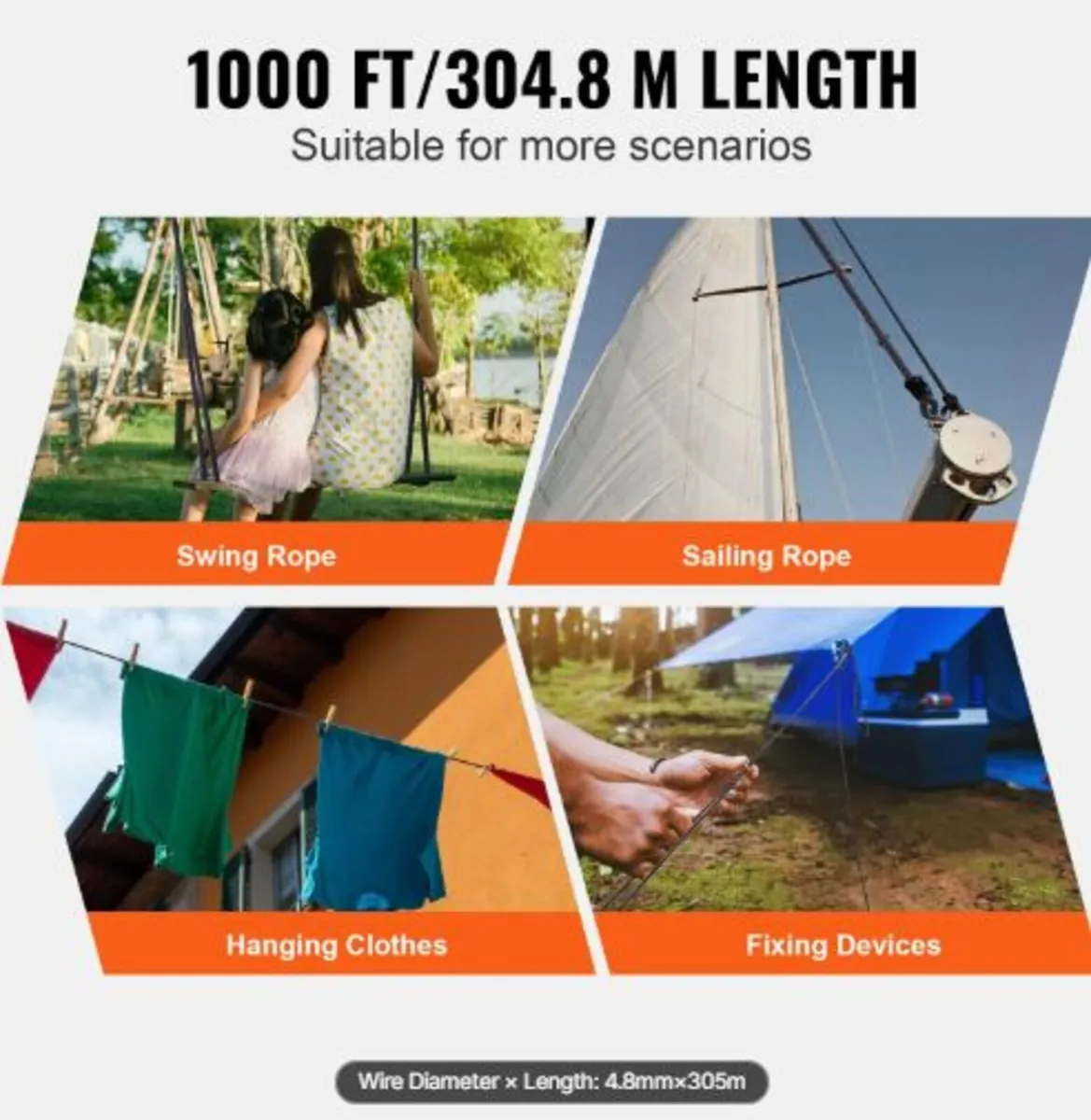 Braided Nylon Rope,0.48 cm(3/16 in)x 305 m(1000ft - Image 4