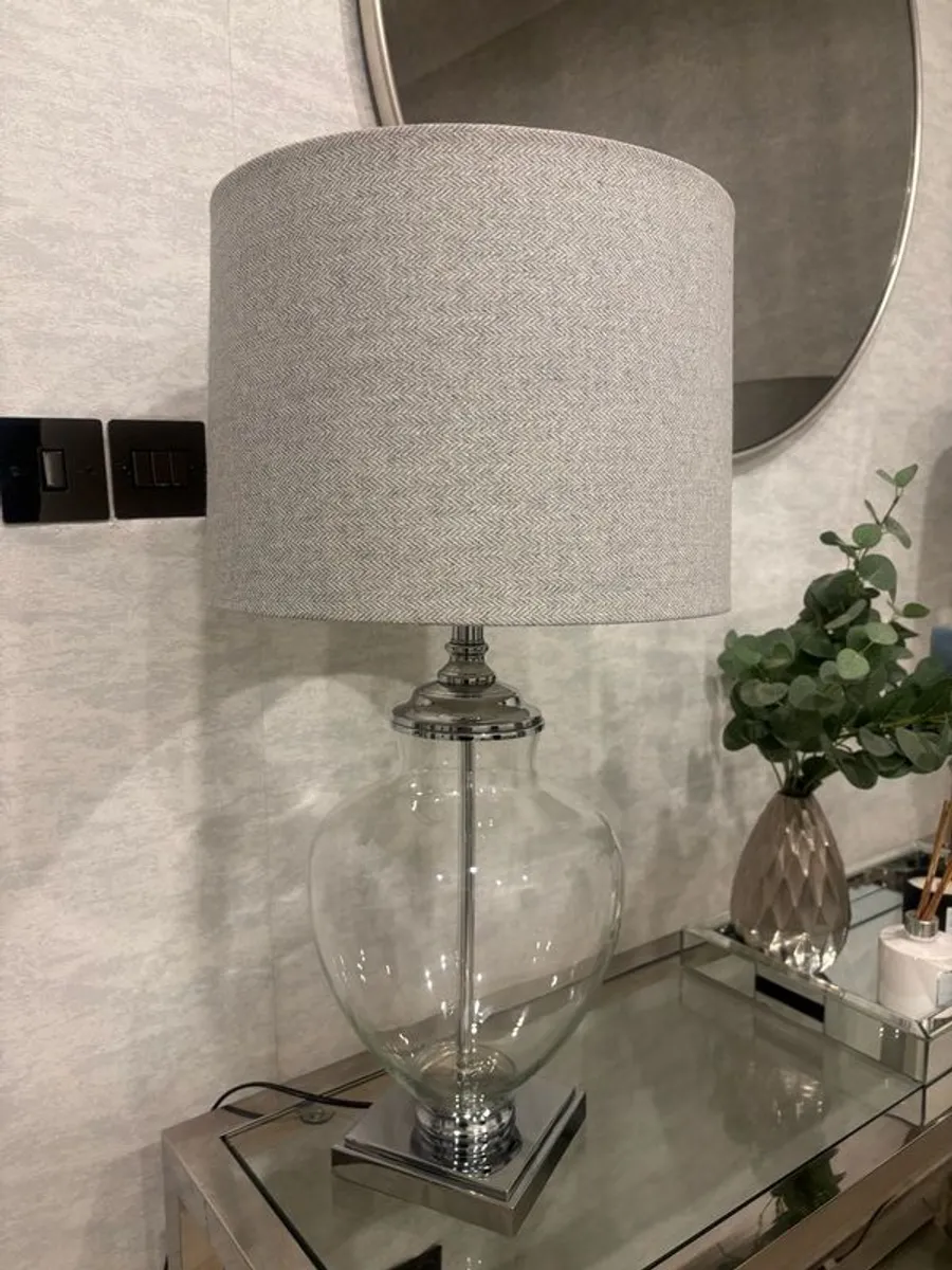 Glass and chrome table lamps (pair) - Image 1