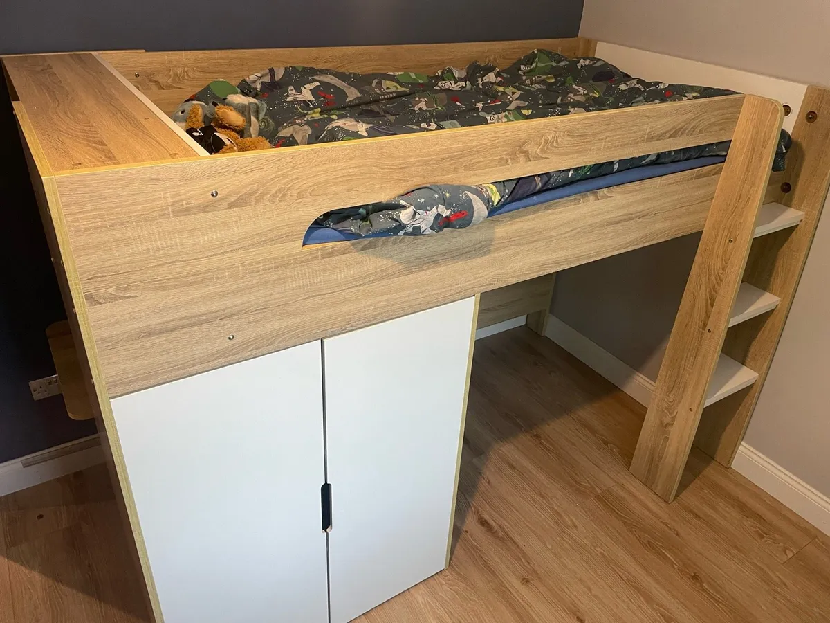 Bunk bed with desk and double cupboard - Image 2