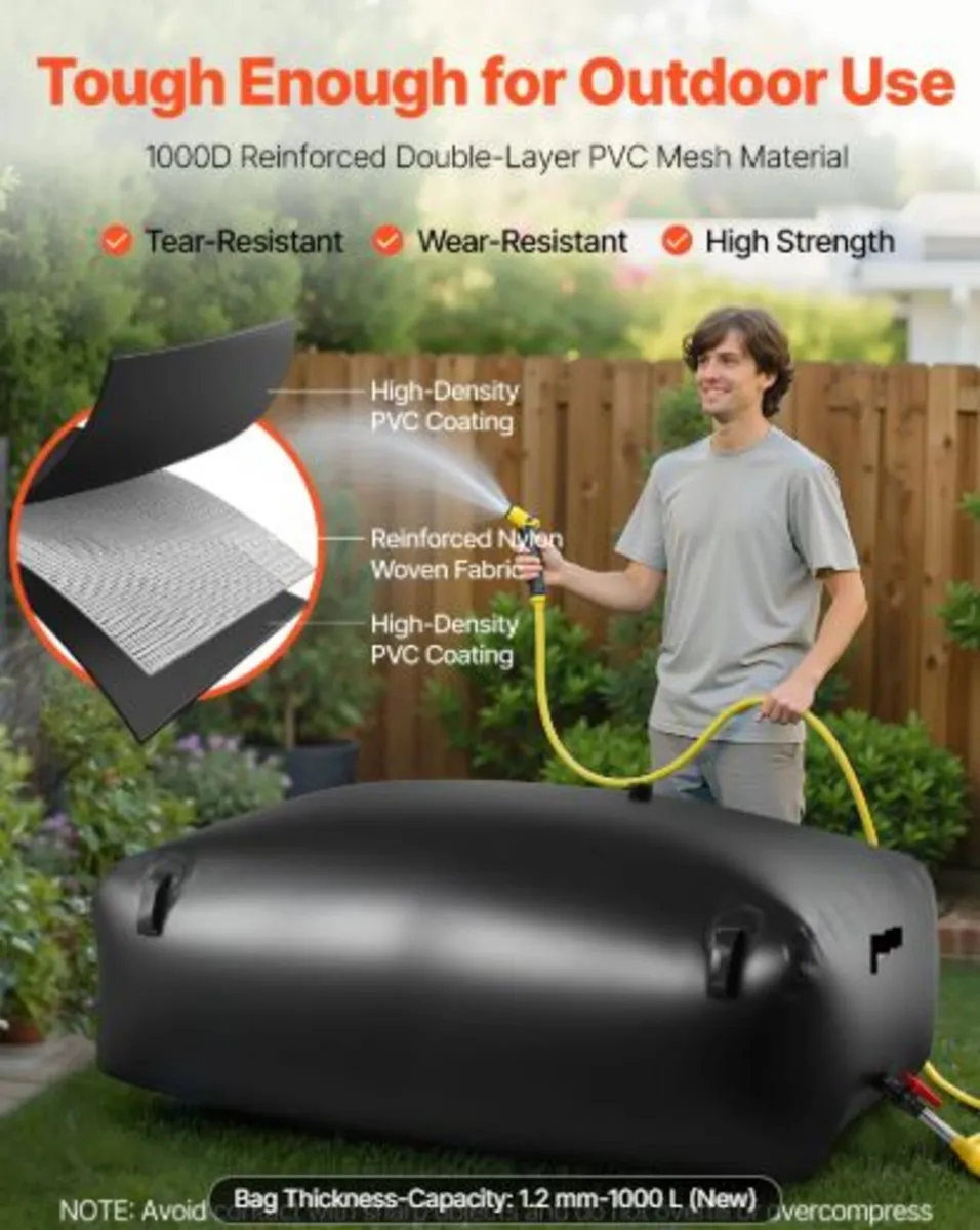 Water Storage Bladder,1000L Portable & Collapsibe - Image 1